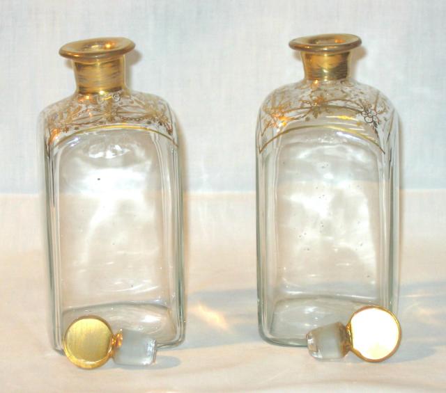 Pair of Gilded Glass Empire Bottles
