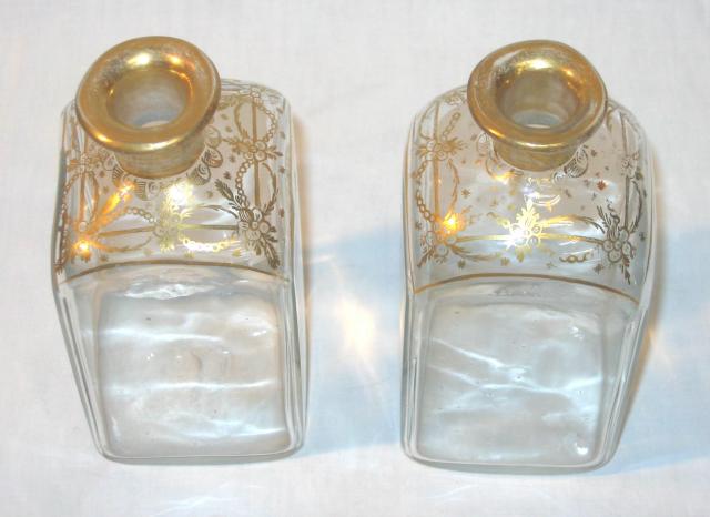Pair of Gilded Glass Empire Bottles