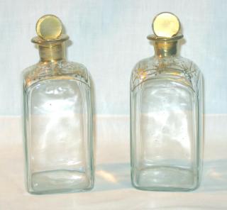 Pair of Gilded Glass Empire Bottles.