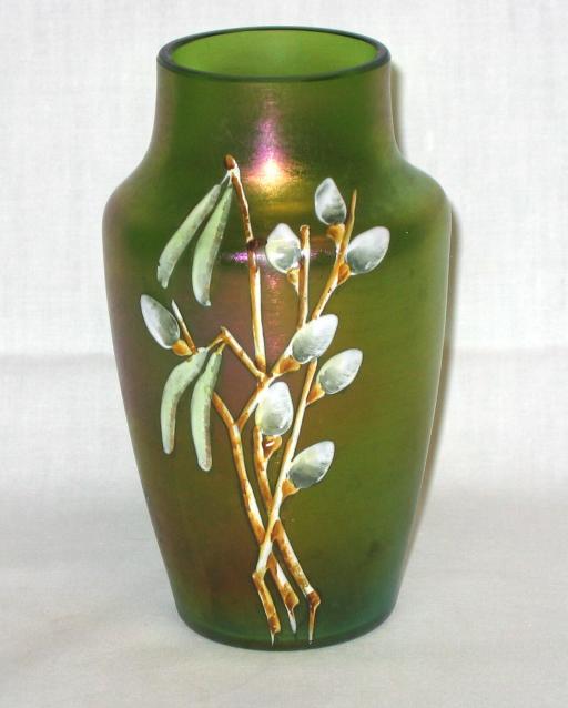 Jugendstil Poschinger Enameled Vase.