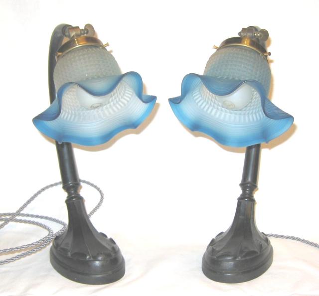 Pair of wooden Bed Side lamps.