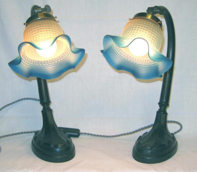Pair of wooden Bed Side lamps.