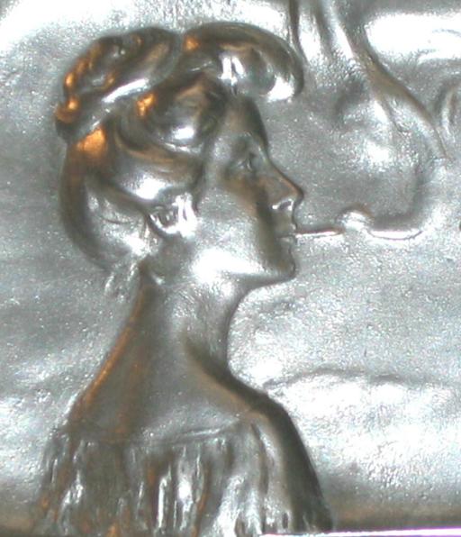 Art Nouveau Pewter Tray with Lady.