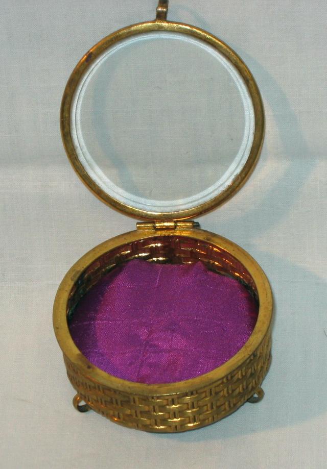 Small Brass and Glass Round Box.