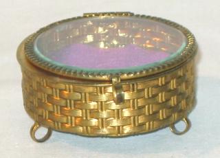 Brass and Glass Round Box.