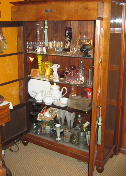 Walnut Glass Cabinet.