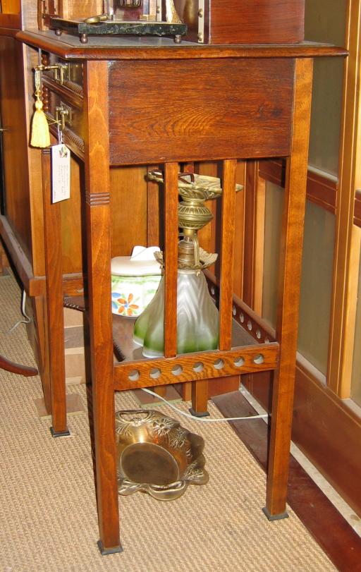 Art Nouveau Oak Sewing Table. 